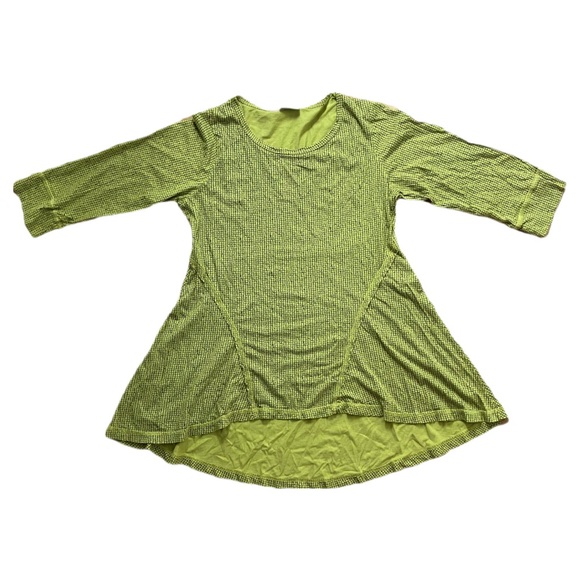 CMC by Color Me Cotton Chartreuse Grid Tunic Top - Picture 1 of 4